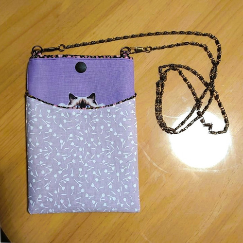 ハンドメイド　ジョリーフルール　コラコラ　フラットポーチ　サコッシュ　ポーチ　青 それどこの？持っていると必ず褒められるポーチはこれ
