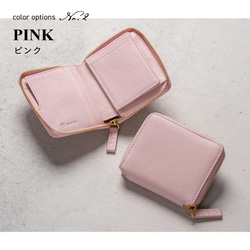 牛革 シュリンクレザー YKKラウンドファスナー ボックス型小銭入れ 二つ折り財布 【送料無料】（cs-20） 3枚目の画像