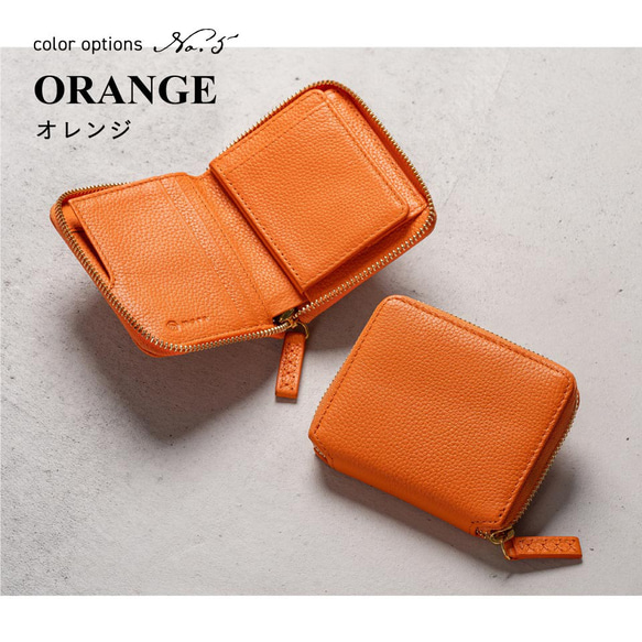 牛革 シュリンクレザー YKKラウンドファスナー ボックス型小銭入れ 二つ折り財布 【送料無料】（cs-20） 6枚目の画像