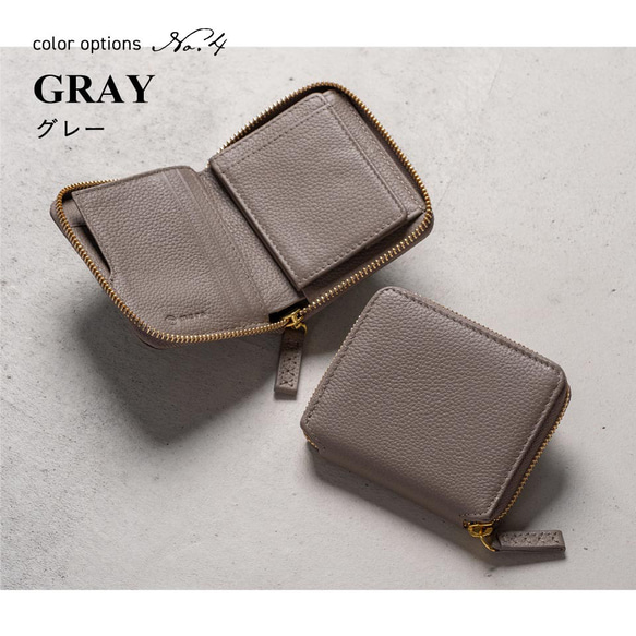 牛革 シュリンクレザー YKKラウンドファスナー ボックス型小銭入れ 二つ折り財布 【送料無料】（cs-20） 5枚目の画像