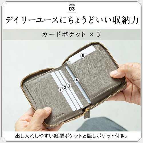 牛革 シュリンクレザー YKKラウンドファスナー ボックス型小銭入れ 二