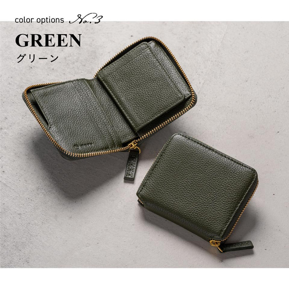 牛革 シュリンクレザー YKKラウンドファスナー ボックス型小銭入れ 二つ折り財布 【送料無料】（cs-20） 4枚目の画像