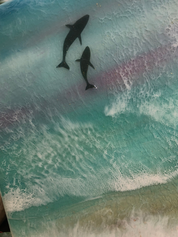 レジンアート　 C-26　海の波が宿る美しいアートをご紹介　ホエール　オーシャンアート 