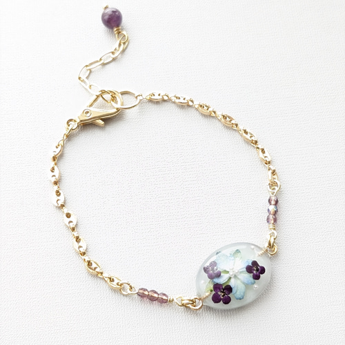 ブレスレット】紫陽花のブレスレット レジンブレスレット お花の