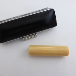 マッコウ鯨歯 芯持ち印材 φ12.23×45.13㎜ 牛皮ケース付 はんこ