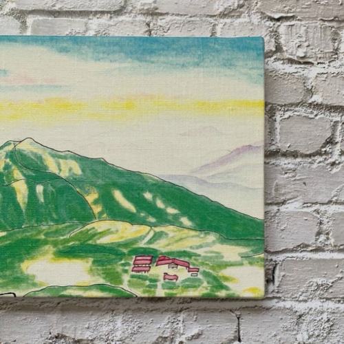 油絵　風景画　山　キャンバス Amazon | 大人の風景画小さな川の山の木春デジタル油キャンバス