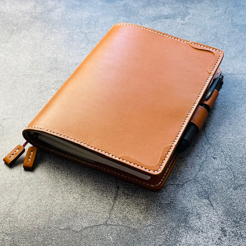 ご確認用 ヌメ革キャメルブラウン マリン柄と地図柄のA5フルカバー 手帳カバー ご確認用 ヌメ革キャメルブラウン マリン柄と地図柄のA5フルカバー