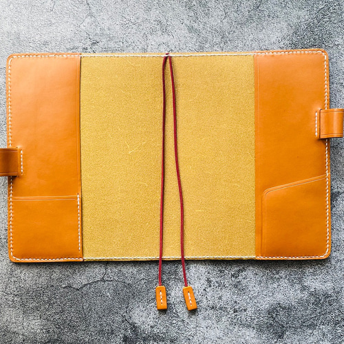 手縫】高橋手帳A5No.963用キャメル色着せ替え本革カバー（バタフライ