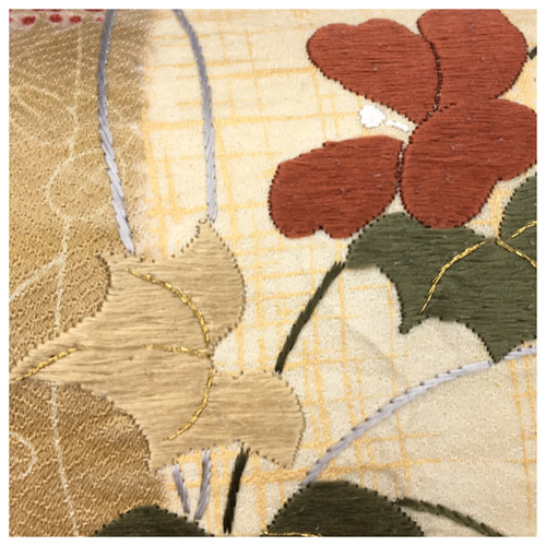 美品 上質 正絹 半幅帯 茶 訪問着 花模様 長さ415 幅16.5 中古品 和装 