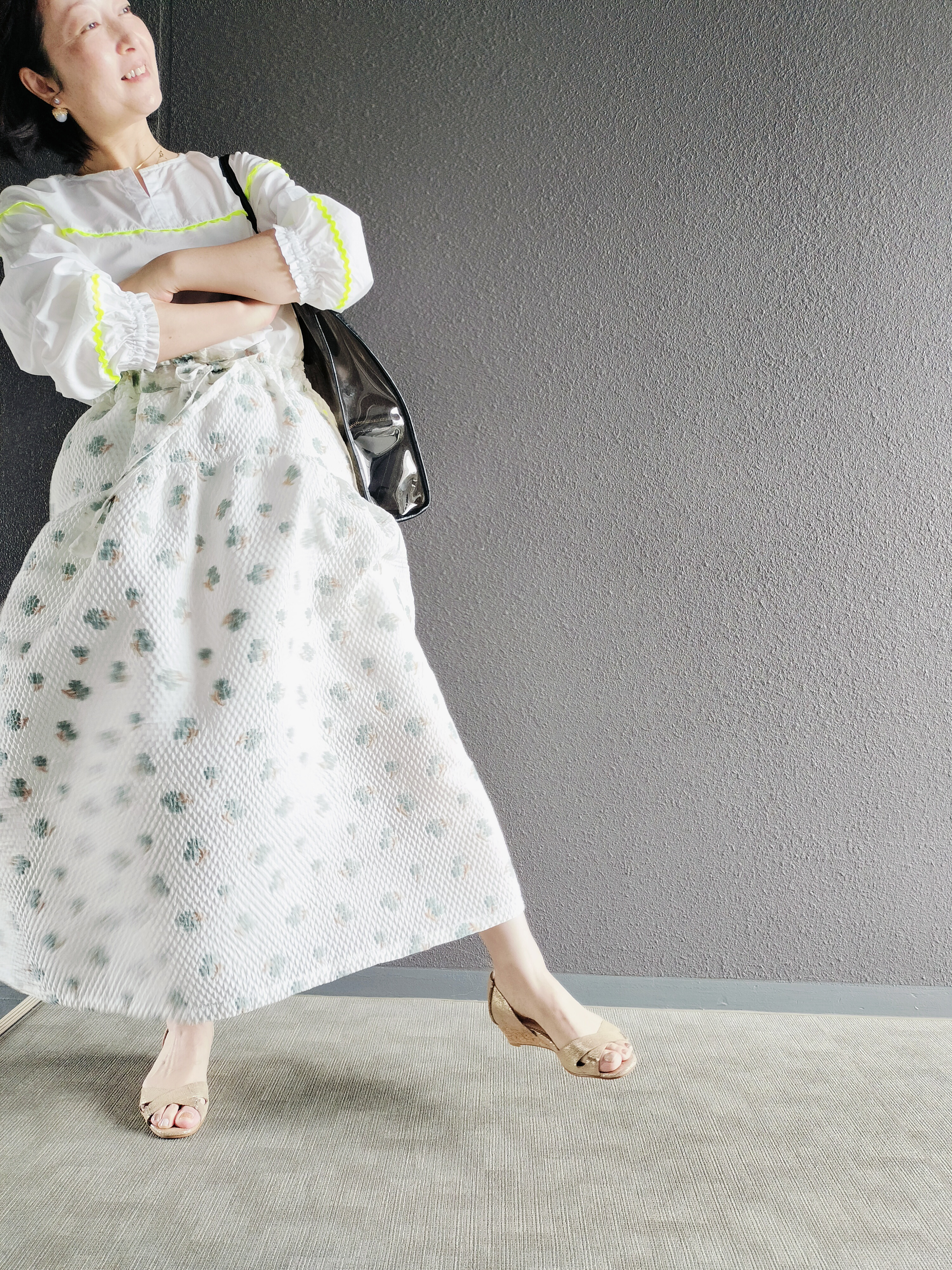 【SALE・2/19～】360°どこから見ても圧倒的見映えな主役スカート！ 【花柄グリーン】