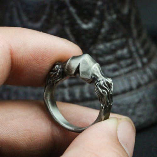 ホースシュー925シルバーリング、干支馬手作りシルバーリングギフト