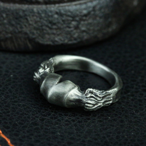 ホースシュー925シルバーリング、干支馬手作りシルバーリングギフト