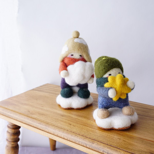 夜空ドロボウ3兄弟（あとひとり）羊毛フェルト 羊毛フェルト