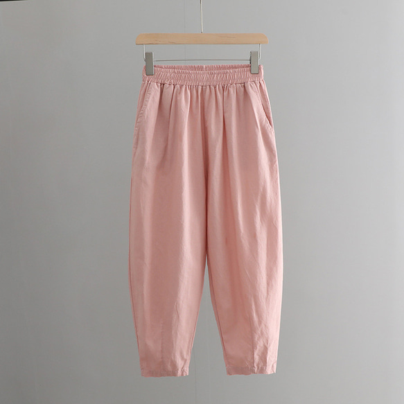 亞麻7分丈ロングパンツ コットン製テーパードパンツ #K-9 20枚目の画像