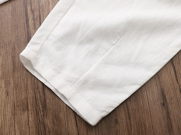 亞麻7分丈ロングパンツ コットン製テーパードパンツ #K-9 13枚目の画像