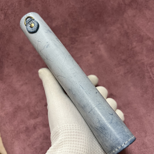 ブルー系 ネイビー 長財布 本革 ブライドルレザー メンズ ヌメ革