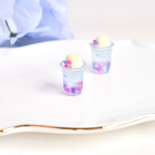 夏の喫茶店＊紫陽花ゼリーのクリームソーダ ミニチュア 1点 オリジナル 