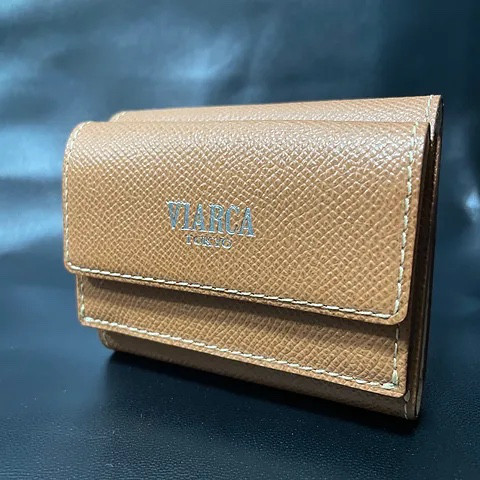 三つ折り財布　ノブレッサカーフ / キャメルラテ