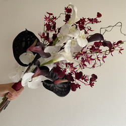 テラコッタブーケ、オレンジブーケ、胡蝶蘭ブーケ、カラー、ダリア