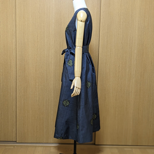 SOLD 着物リメイク ワンピース 大島紬 M〜L ワンピース さらあお 通販