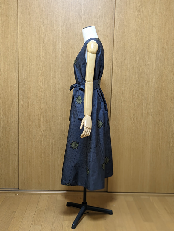 SOLD　着物リメイク　ワンピース　大島紬　M〜L 