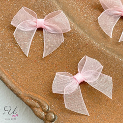 確認用 オーダー リボン 765【パーツ/12ヶ】サテンチェックミニリボン/ライトオレンジ