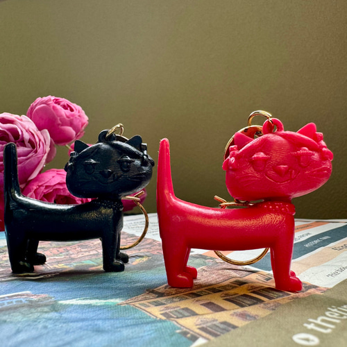 フランス 1960年頃 Unimel ネコのフレンチキーホルダー ヴィンテージ