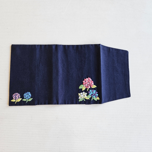 文庫本サイズ刺繍ブックカバー あじさいモチーフ ブックカバー