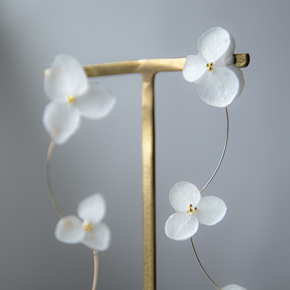 強度○　本物の紫陽花のピアス　イヤリング　ウェディングや贈り物ギフトにも　N115 7枚目の画像