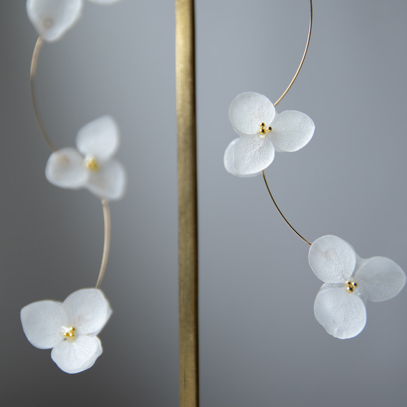 強度○　本物の紫陽花のピアス　イヤリング　ウェディングや贈り物ギフトにも　N115 6枚目の画像
