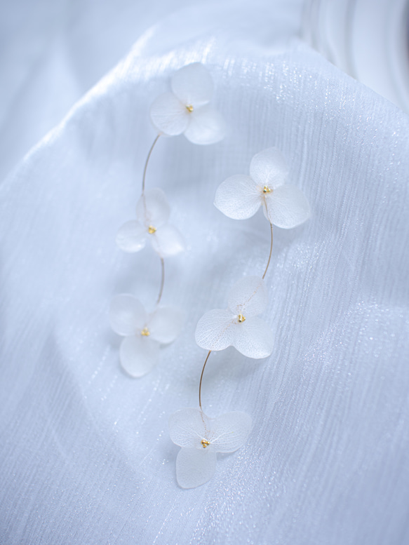 強度○　本物の紫陽花のピアス　イヤリング　ウェディングや贈り物ギフトにも　N115 9枚目の画像