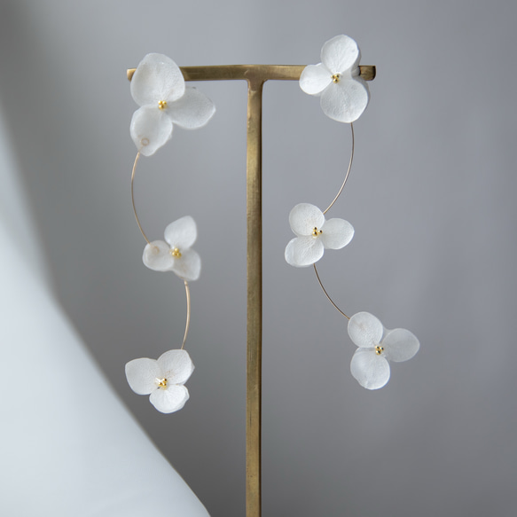 強度○　本物の紫陽花のピアス　イヤリング　ウェディングや贈り物ギフトにも　N115 10枚目の画像