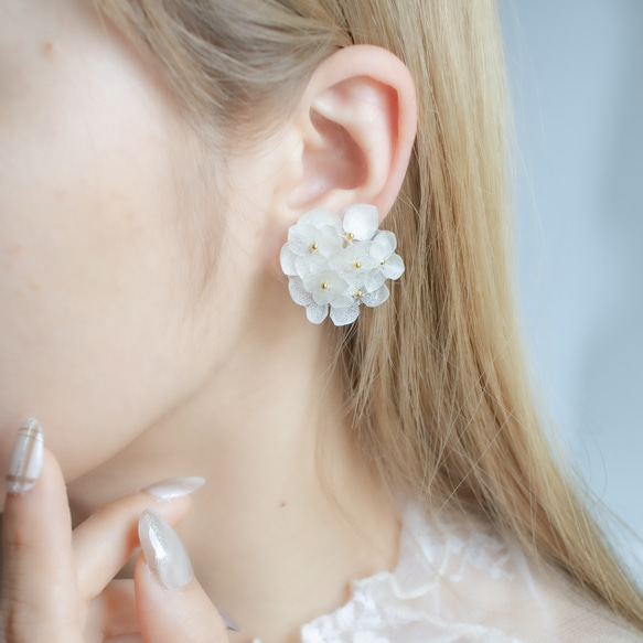 強度○　本物の紫陽花のピアス　イヤリング　ウェディングや贈り物ギフトにも　N112 10枚目の画像