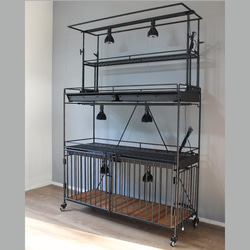 水受けトレーが付く植物棚 扉&格子タイプ 植物育成 棚・シェルフ