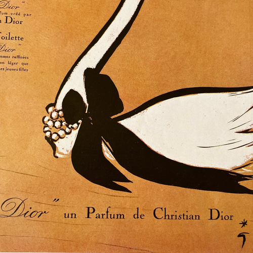 1950年代 広告＞Dior ディオール Rene Gruau 白鳥 ポスター