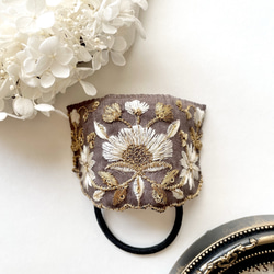 販売終了】緩まない最強ヘアゴム！！インド刺繍リボン ヘアゴム