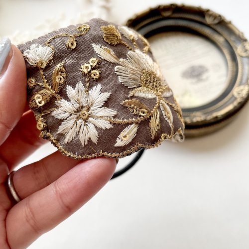 販売終了】緩まない最強ヘアゴム！！インド刺繍リボン ヘアゴム