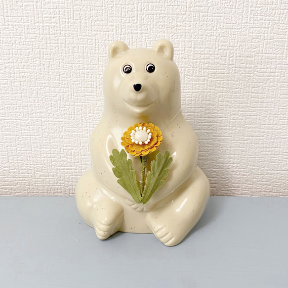 しろくま貯金箱一輪花3点セット