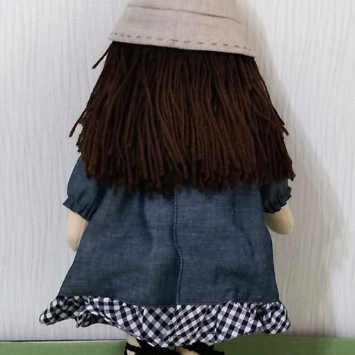 ハナ．ちゃんの着せ替え服、ワンピースセット-ギンガム紺