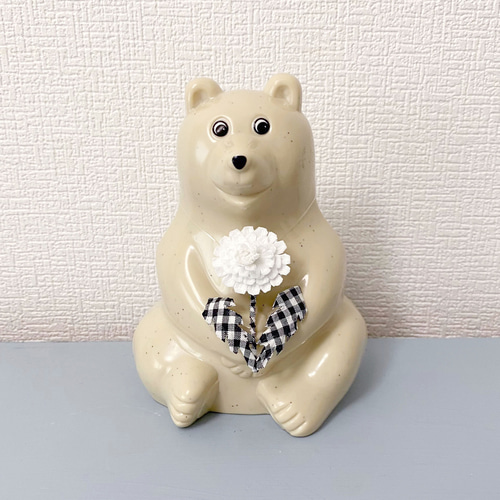 ブローチとしても使える♪しろくま貯金箱のお花】たんぽぽ❤︎ 布花