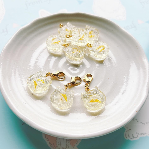 ね琥珀糖チャーム フェイクスイーツ 練り切り 樹脂粘土 和菓子 猫