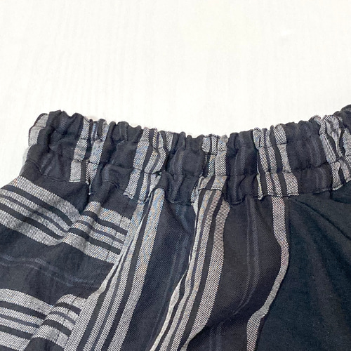 受注作品＊播州織ブラックストライプのサルエルパンツby花織［Y2441