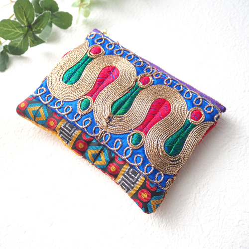 インド刺繍リボン＆カンタキルト（コインケース/刺繍リボン