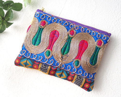 インド刺繍リボン＆カンタキルト（コインケース/刺繍リボン