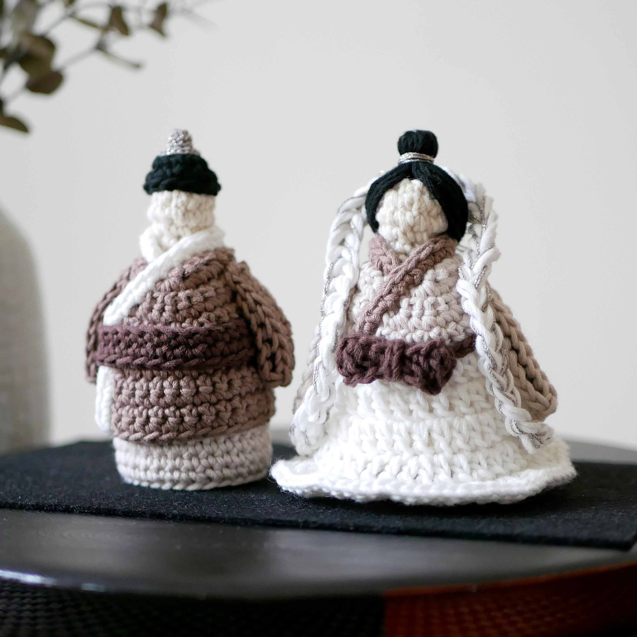 七夕飾り✺日常に馴染む＋省スペース 手編みの織姫&彦星 / 置物 オブジェ