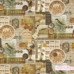 USAコットン(110×50) moda Curated in Color ヴィンテージコラージュ ブラウン 3枚目の画像