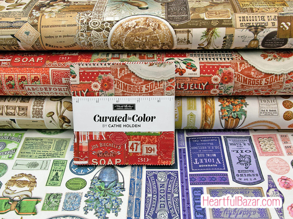 USAコットン(110×50) moda Curated in Color ヴィンテージコラージュ ブラウン 6枚目の画像