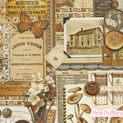 USAコットン(110×50) moda Curated in Color ヴィンテージコラージュ ブラウン 2枚目の画像