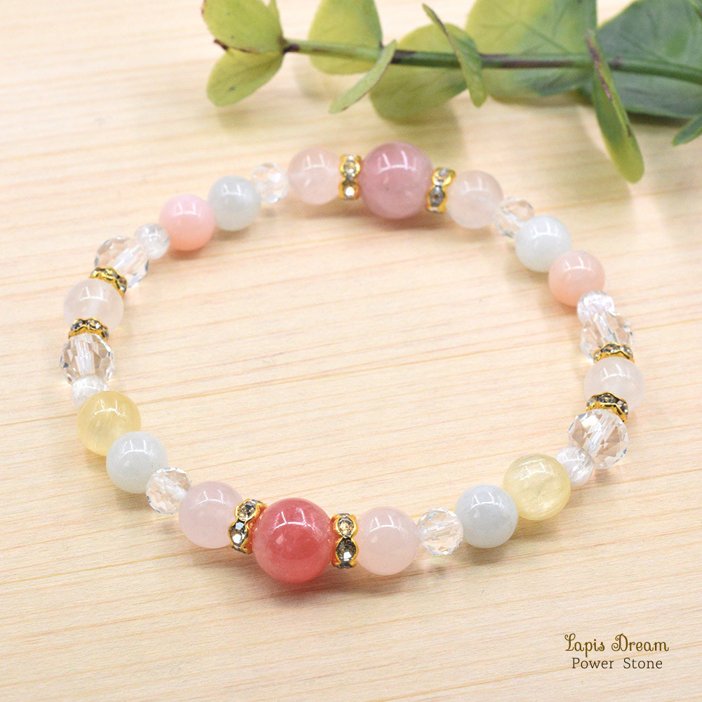 恋を実らせて心から癒されるお守り | 極上インカローズとローズクォーツの天然石パワー.ストーン ブレスレット