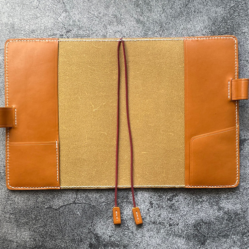 手縫】ミドリ MDノート （A5 無罫）用キャメル色着せ替え本革カバー